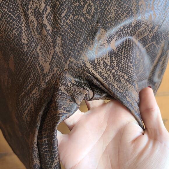 Spanx Legging Snake Print Faux Leather Brown Animal Pull On Pant S Skinny Python - Picture 5 of 6